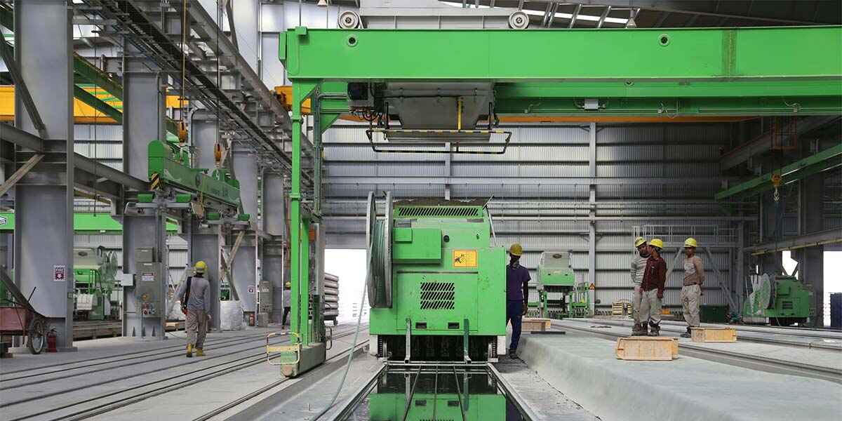 workers are working on factory with heavy machinery in an industrial interior 3d design